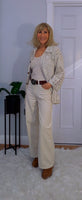 Magna Crochet Knit – Collared Summer Cardigan in Beige
