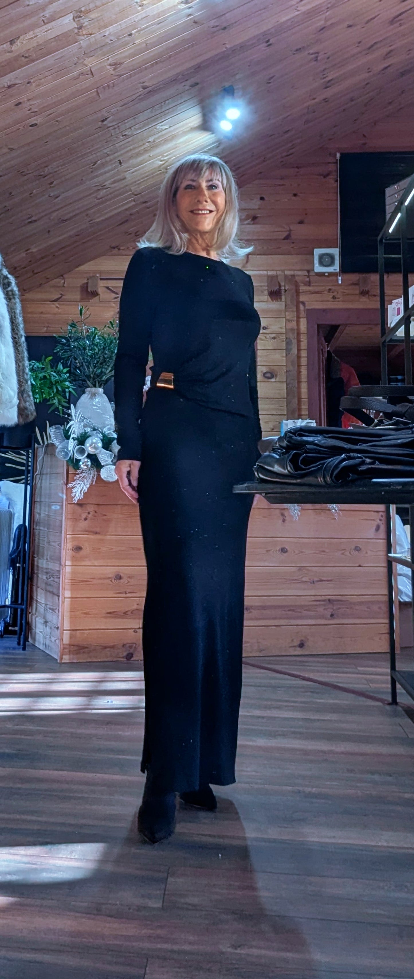 Martha Black Slinky Dress – Sparkle Side Split Evening Dress