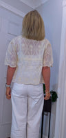 Mindy Crochet Cardigan – Vintage Puff Sleeve Knitwear