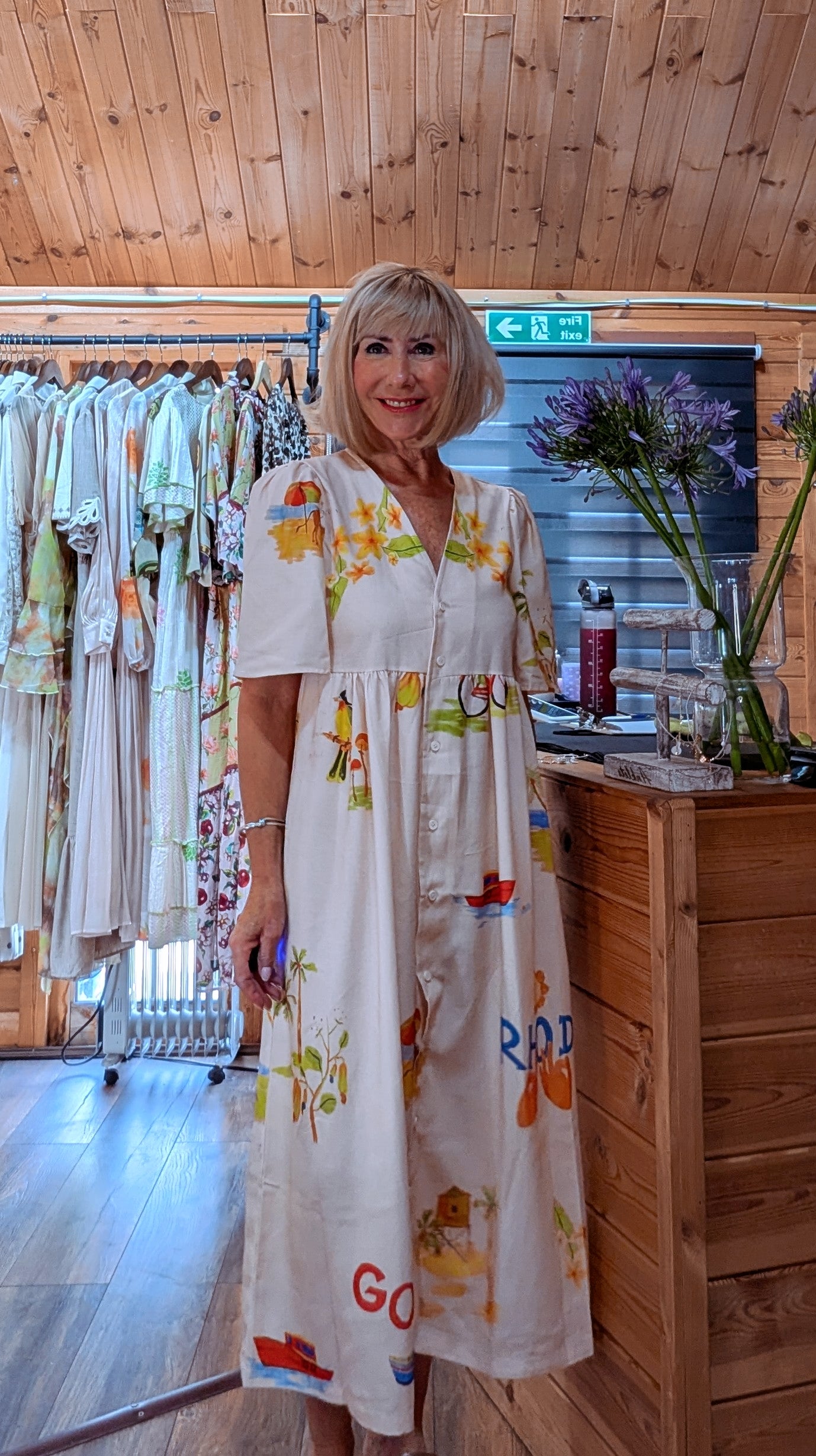 Fiona Printed Button-Front Midi Dress