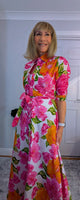 Josephine Pink Floral Cotton Shirt Dress with Tie Belt – Button-Up Summer Style