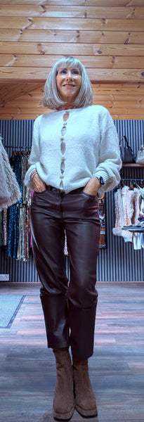 Cassia Ivory Sweater – Gold Sun Jewel Button Detail