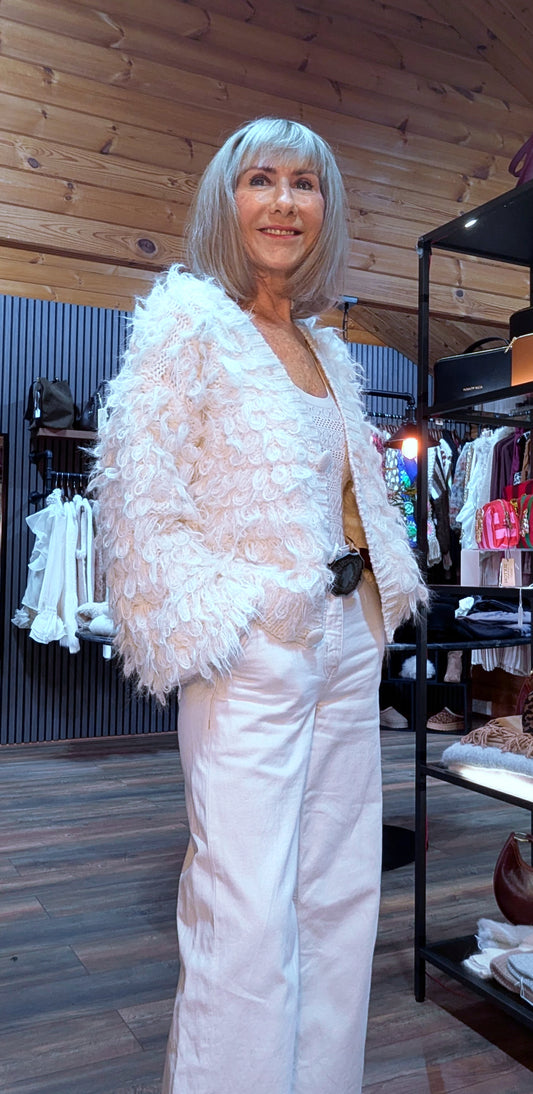 Aviary Ivory Chunky Cardigan – Fringe Loops