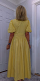 Bethany Yellow Check Midi Dress – Vintage Puff Sleeve Style