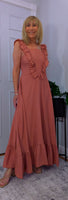 Coral Sundress – Frill Tiered Summer Dress - Coral-Salmon Pink