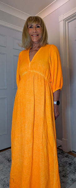 Roma Boho Cotton Dress – Vivid Summer Colours & Puff Sleeves