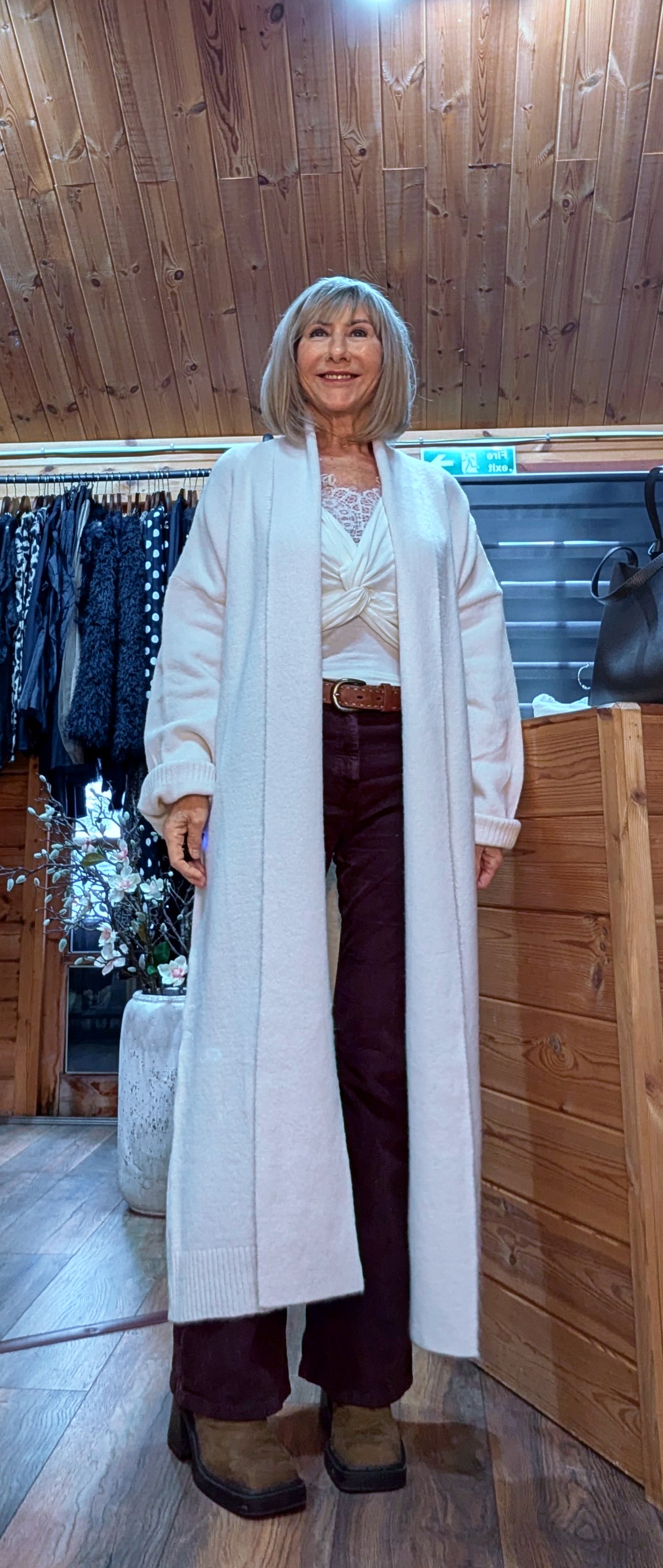 Lara Chunky Oversized Long Cardigan- Ivory