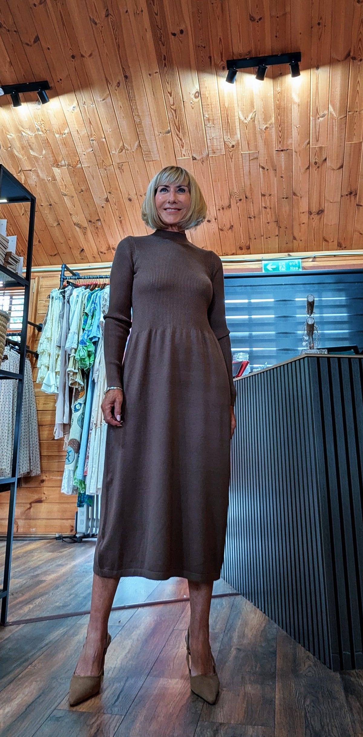 Chocolate knitted dress for women UK 8–14 styled by ditsydi uk boutique