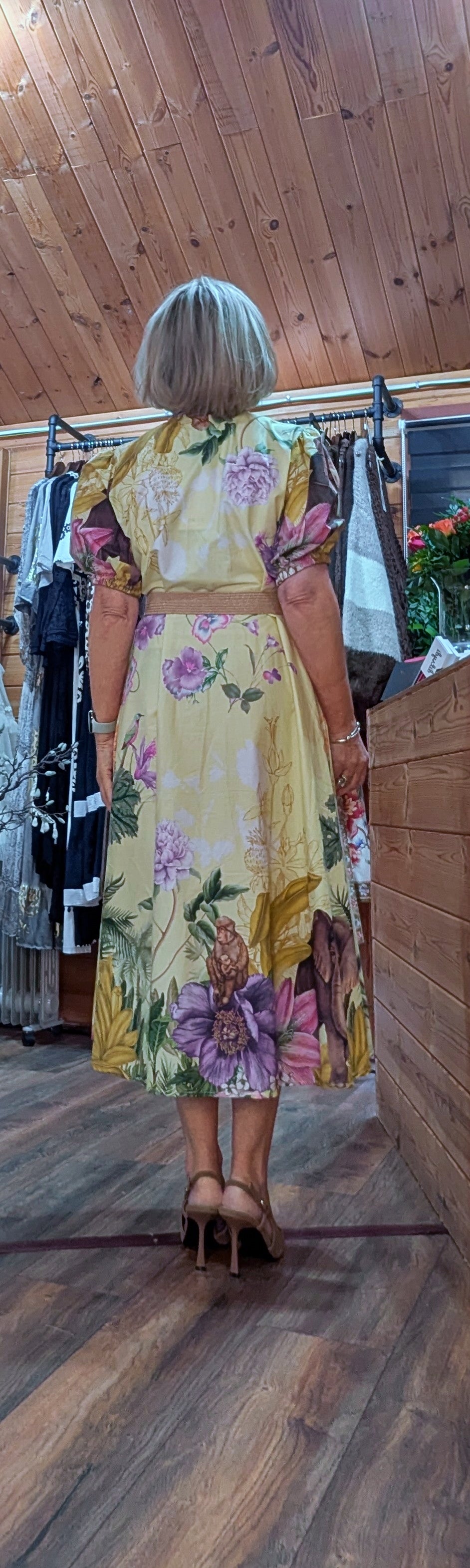 Aoife Midi Dress – Lemon Shirt Dress with Elephant And  Bold Floral Print