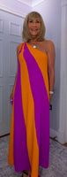 Tate Dress – Magenta & Orange Asymmetric Maxi Dress