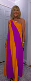 Tate Dress – Magenta & Orange Asymmetric Maxi Dress