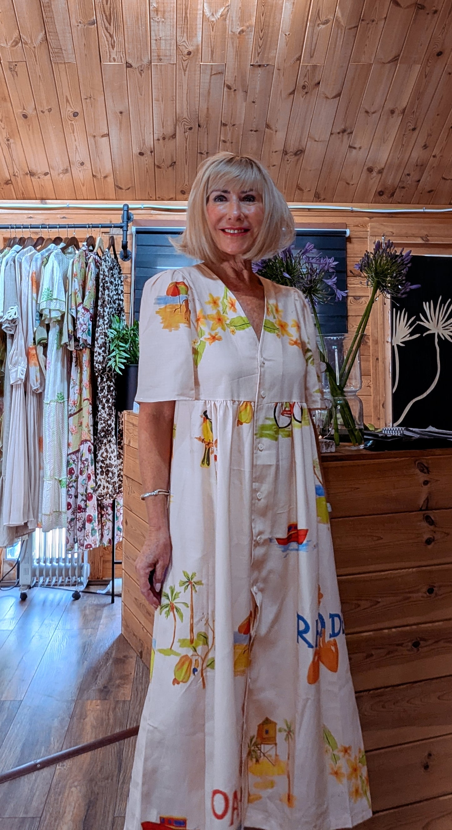 Fiona Printed Button-Front Midi Dress