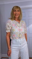 Tamara Crochet Cardigan – Vintage Puff Sleeve Knitwear