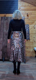 Giovanna Silver Sequin Skirt – Pencil Style with Side Split
