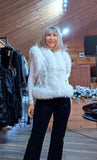Goldie White Sequin Faux Fur Gilet –  Luxe