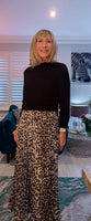 Olivia Leopard Print Maxi Dress with Black Knit Top – One Size