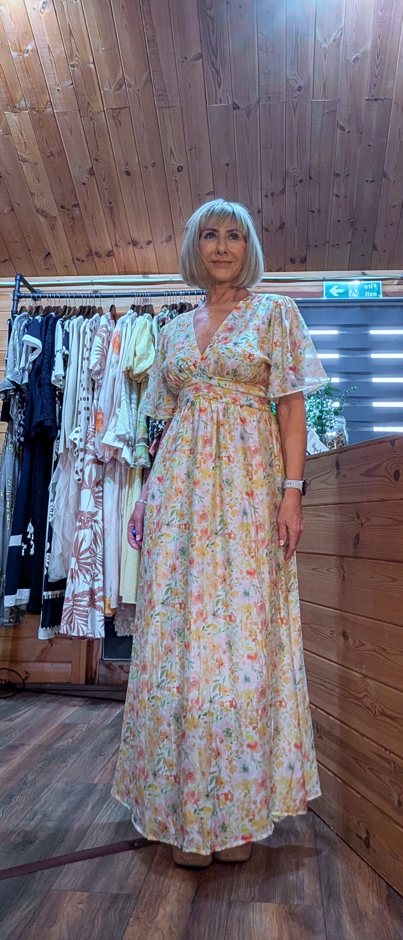 Lemon summer dress with wrap bust