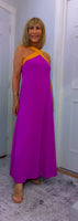 Olga Halterneck  Maxi Dress – Magenta