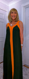 Helena Sleeveless  Maxi Dress – Magenta - Green - Ecru