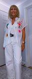 Alma Tropical Print Embroidered Cotton Shirt – One Size (UK 8–16)