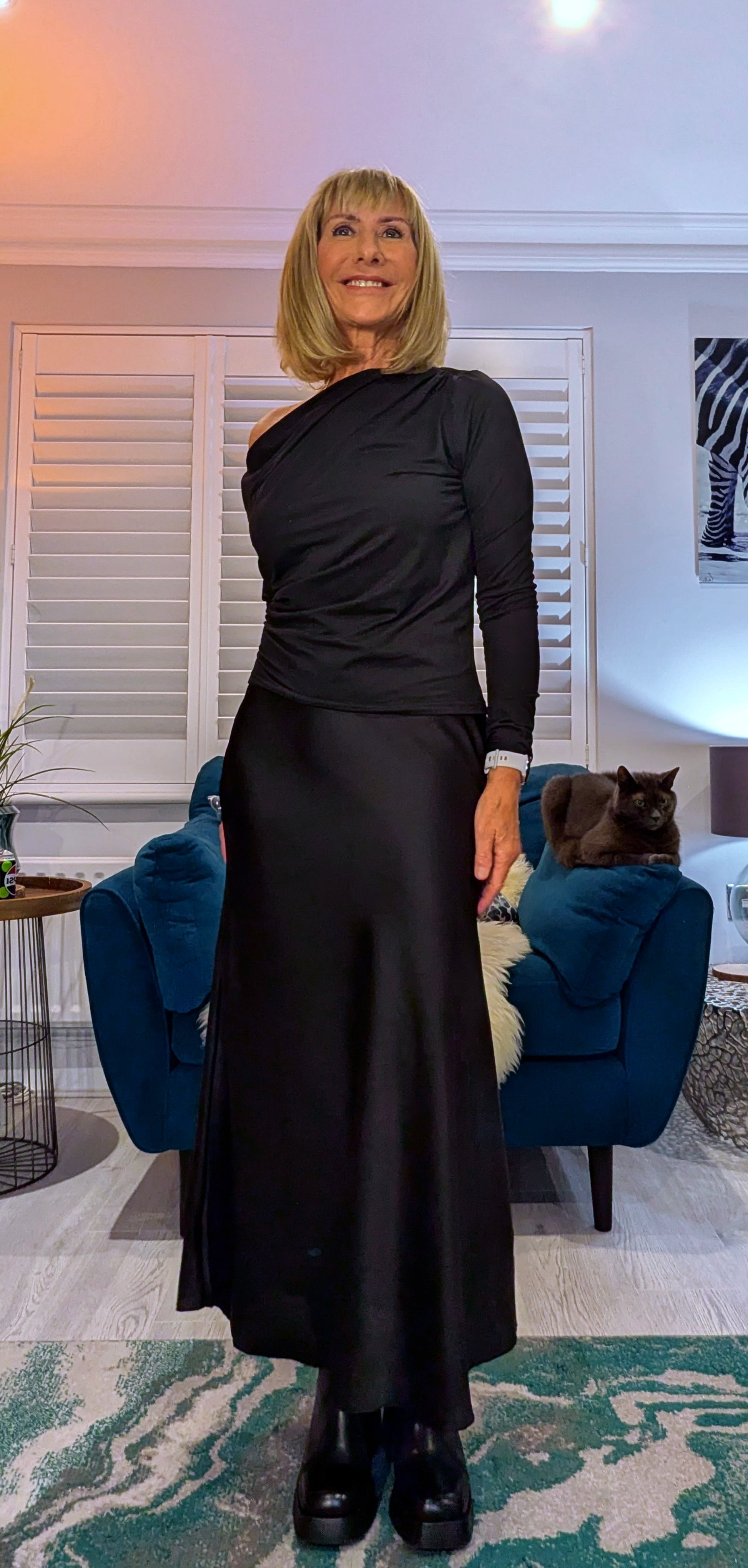 Paris Satin Feel Skirt – Black  A Bias Cut