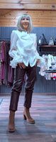 Noori Ivory Blouse – Ruffle Front with Pearl & Diamanté Detail