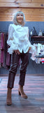 Noori Ivory Blouse – Ruffle Front with Pearl & Diamanté Detail