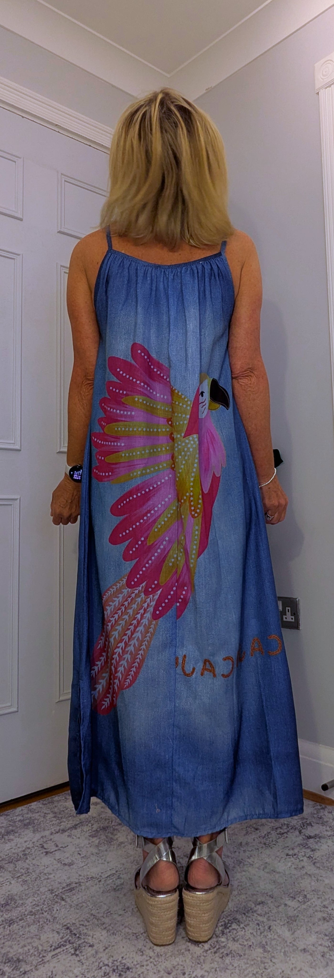 Delores Maxi Dress – Tropical  Bird Print Summer Slip Dress