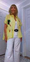 Alma Tropical Print Embroidered Cotton Shirt – One Size (UK 8–16)