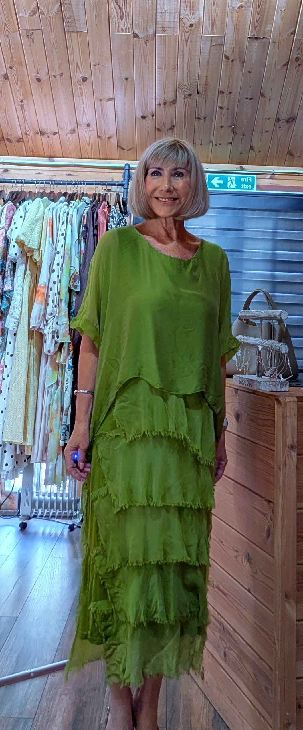 Josie Silk Blend Layered Occasion Dress in Green styled by ditsydi