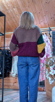 Gwen Boho Chunky Cardigan – Multicolour Patchwork with Tie Front
