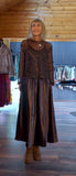 Loren Coffee Sequin Mesh Set – Silky Slip Dress with Beaded Tie Belt