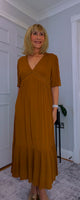 Paloma Prairie Smock Dress – Camel Cotton with Embroidery Detail
