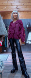 Estelle Bordeaux Ruffle Blouse – V-Neck with Button Front