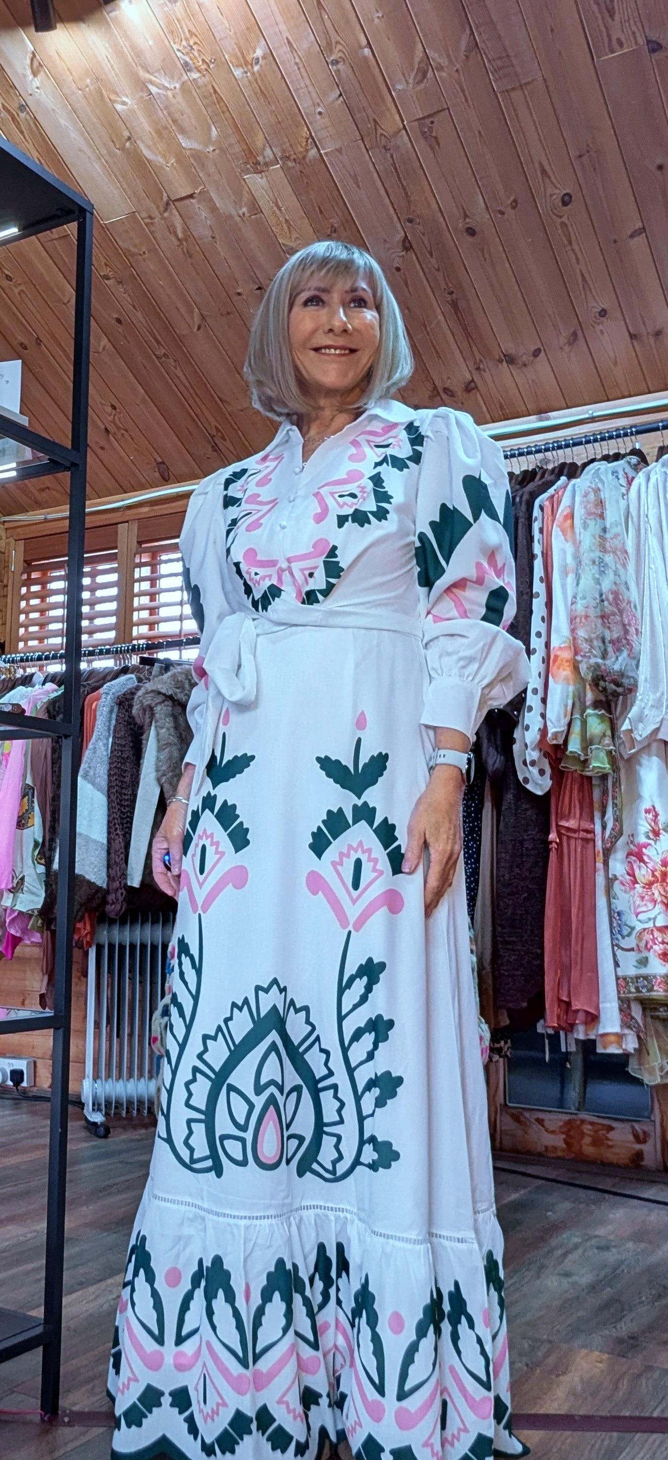 Josephine Shirt  Bold Print Dress with Tie Belt – Button-Up Summer Style