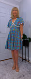 Codie Cotton Knee-Length Dress – Turquoise & Terracotta Boho Print