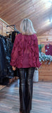 Estelle Bordeaux Ruffle Blouse – V-Neck with Button Front