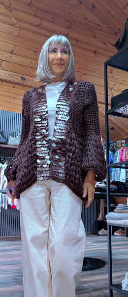 Honor Chunky Knit Cardigan – Sequins & Pagoda  Sleeves