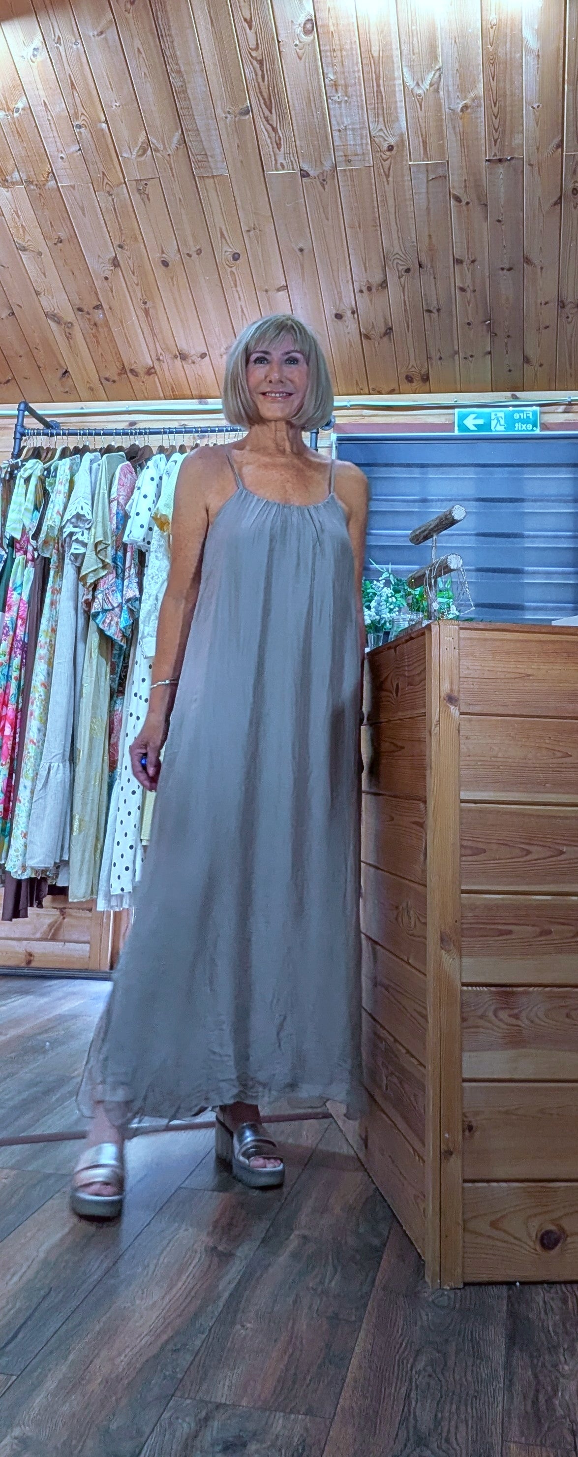 Josie Silk Blend Maxi Sun- Dress – Taupe