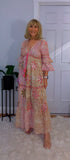 Clara Pink Boho Maxi Dress – Embroidered, Sequinned, 100% Cotton