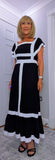 Waverley  Dress – Black Midi Dress with White Block Edge