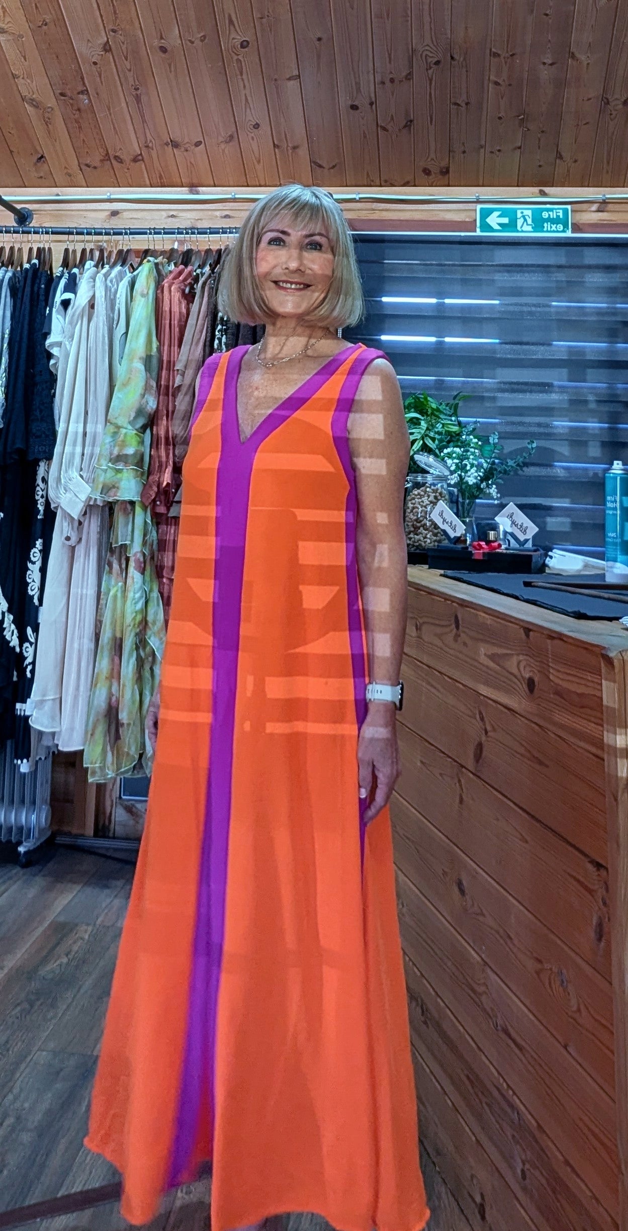 Lenna Sleeveless Maxi Dress – Orange and Purple