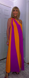 Tate Dress – Magenta & Orange Asymmetric Maxi Dress
