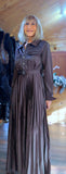 Meryl Chocolate Pleated Shirt Dress – Sparkle Buttons & Belt