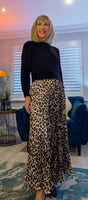 Olivia Leopard Print Maxi Dress with Black Knit Top – One Size