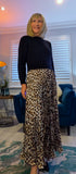 Olivia Leopard Print Maxi Dress with Black Knit Top – One Size
