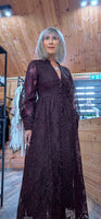 Marsha Coffee Lace Smock Dress – Pearl Button Front & Grandad Collar