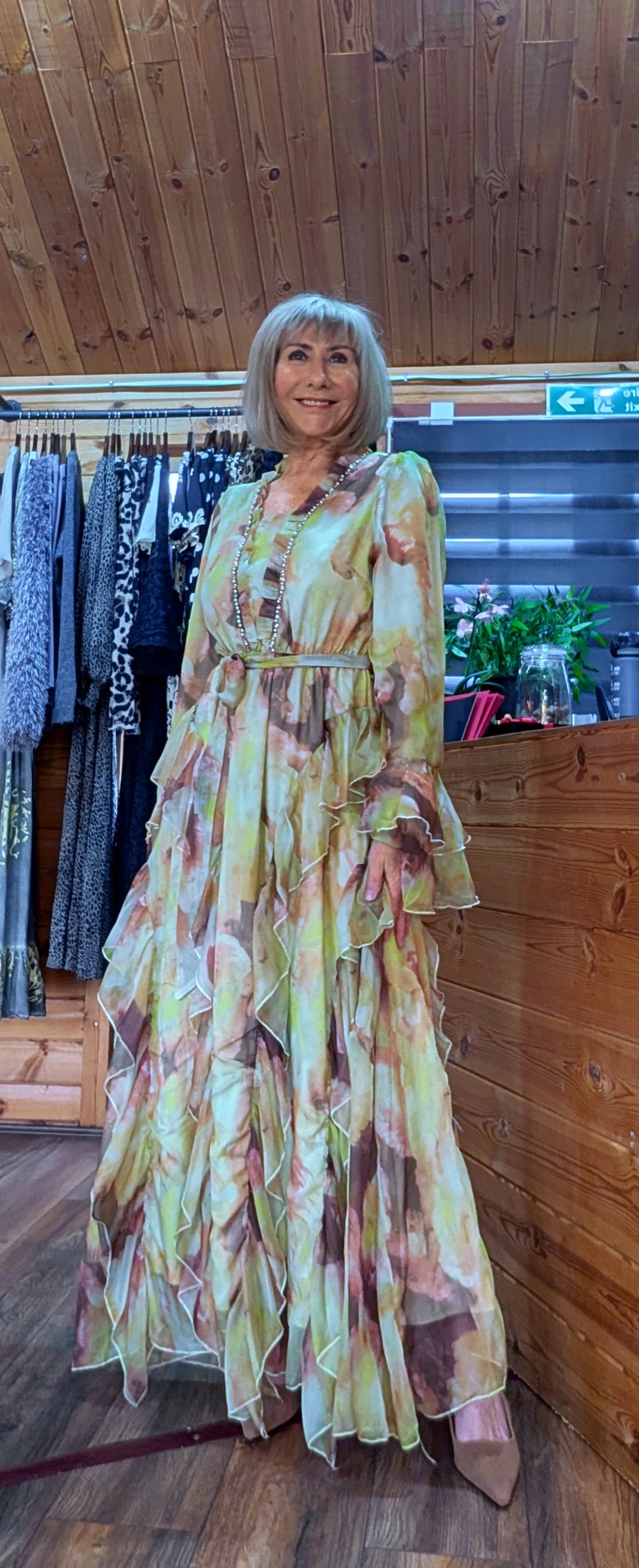 Edith Statement Green Ruffle Frill Dress