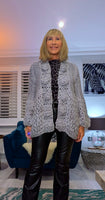 Dolly Grey Chunky Knit Cardigan – 3D Flower Border & Pagoda  Sleeves