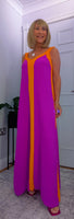 Helena Sleeveless  Maxi Dress – Magenta - Green - Ecru